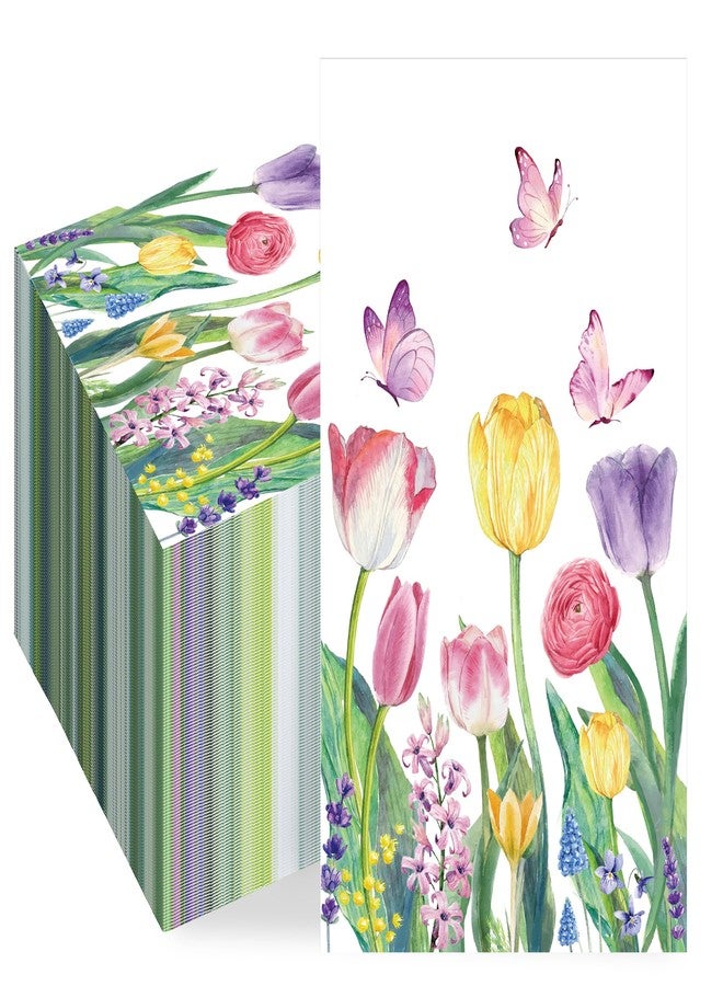 peony man 50 PCS Spring Floral Paper Napkins Tulip Guest Napkins Disposable Watercolor Flower Dinner Party Napkin Floral Decorative Hand Towel for Bathroom Bridal Shower Wedding Birthday Dinner Party Supplies - Image 1